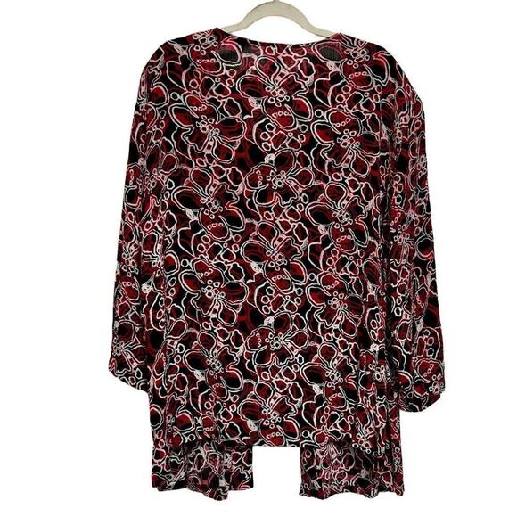 Studio 1940 Blouse Women's Size 26/28W Black & Red Open Front Attached Tank Top - Picture 8 of 9